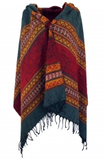 Soft Pashmina scarf/stole, shawl, plaid - Inca pattern red/grey