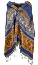 Soft pashmina scarf/stole, shawl, plaid - Inca pattern lilac/yell..
