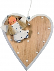 Christmas tree decoration heart with guardian angel in 3 colours