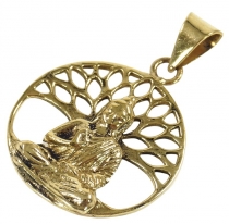 Amulet `Buddha under the Bodhi tree` brass pendant