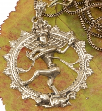 Amulet with chain `dancing Shiva in the fire wreath` - golden tri..