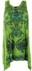 Baba Longshirt, Psytrance Mini Dress - Flowers henna green