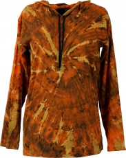 Batik Shirt, Goa Tie Dye Long Sleeve Shirt - rust orange