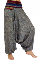 Printed harem pants, harem pants with wide woven waistband - pige..