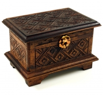 Carved small treasure chest, wooden box, jewelry box, treasure ch..