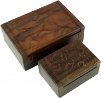 Carved wooden box, treasure chest, jewelry casket in 2 sizes - el..