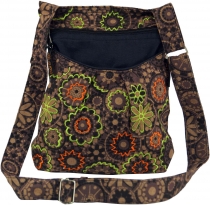 Embroidered ethnic shoulder bag - cappuccino