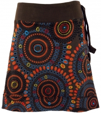 Embroidered mini skirt, boho chic skirt, retro mandala - coffee