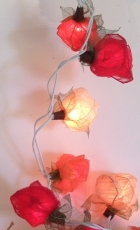 Flower LED light chain 20 pcs. Rose - red/white/orange