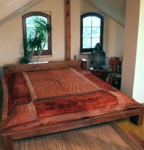 Brocade velvet blanket, bedspread, bedspread - rust red