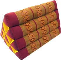 Triangle Thai cushion, triangle cushion, kapok - red/gold