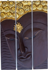 Three-piece Buddha mural, dark brown, left looking 76*50 cm - Des..