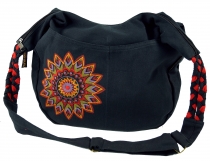 Ethno Boho shoulder bag, Goa bag Mandala - black/red