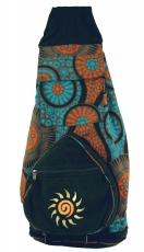 Ethno backpack, patchwork shoulder bag - turquoise/orange