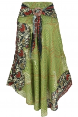 Boho summer skirt, maxi skirt hippie chic - olive green/rust