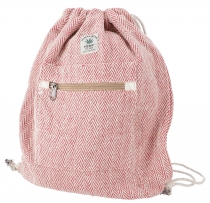 Ethno hemp backpack with herringbone pattern, gym bag, sports bag..