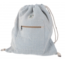 Ethno hemp backpack with herringbone pattern, gym bag, sports bag..