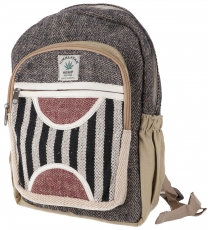 Small ethno hemp backpack striped - black