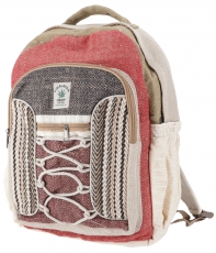 Ethno hemp backpack - nature/red