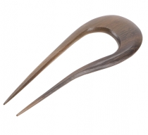 Ethno wood hairclip, Boho hairpin, hair fork - dark