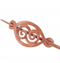 Ethno wood hair barrette with stick, boho hair ornament - spiral