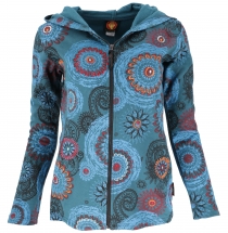 Boho hippie chic jacket, embroidered jacket - petrol/turquoise