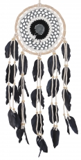 dreamcatcher with crocheted lace - cream/black 16 cm