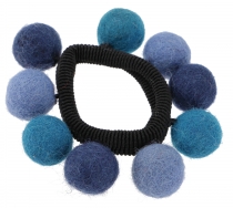 Hair tie `felt ball` - blue