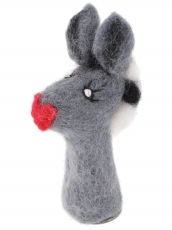 Handmade felt finger puppet - donkey