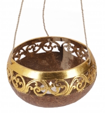 Hanging coconut tealight, decorative pot - model 4