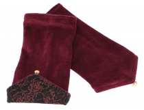Velvet cuffs, reversible cuffs, wrist warmers - wine red/black