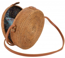 Woven handbag, basket bag, rattan bag, bali bag round - model 7