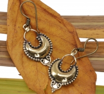 Golden brass tribal earrings, ethno earrings