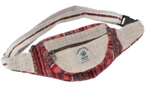 Practical hemp belt bag, ethno fanny pack, sidebag - natural/rust..