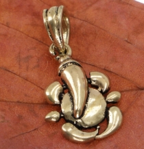 Amulet `Sitting Ganesha`, gold brass pendant - Model 2