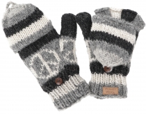 Gloves, hand knitted folding gloves, finger gloves - model 3
