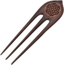 Ethno wood hairclip, boho hairpin, hair fork - flower of life 2