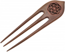 Ethno wood hairclip, Boho hairpin, hair fork - flower of life