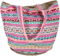 Handmade Boho Shopper Tote Bag, Beach Bag, Shopping Bag - pink