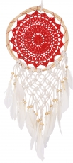 Dream catcher with crochet lace - red 22 cm