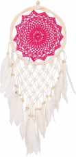dreamcatcher with crocheted lace - pink 22 cm