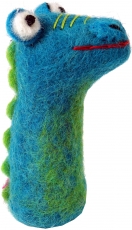 Handmade felt finger puppet - dragon/blue