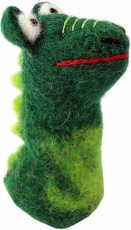 Handmade felt finger puppet - dragon/green