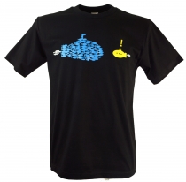 Fun retro art t-shirt - fish against submarine