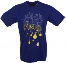 Fun retro art t-shirt `big city` - blue