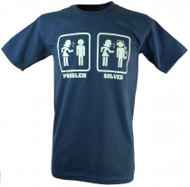 Fun Retro Art T-Shirt `Problem solved` - blue