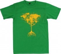 Fun retro art t-shirt `world tree` - green
