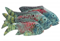 Carved fish, decoration object fish in 3 sizes - colourful