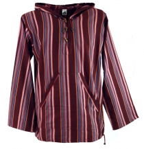 Goa hooded shirt, striped Baja Hoody - bordeaux
