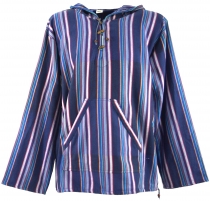 Goa hooded shirt, striped Baja Hoody - indigo